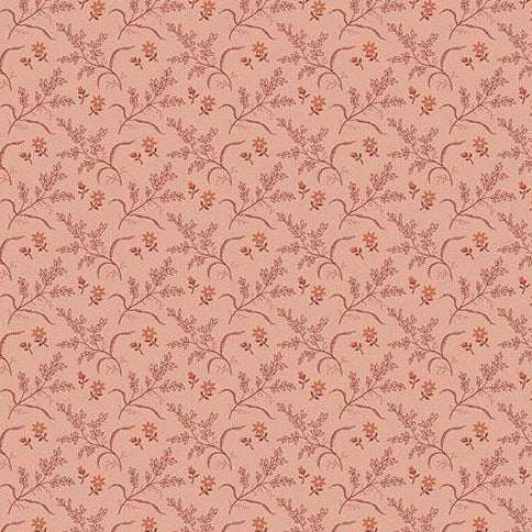 Farmer's Daughter Hayfield Sky fabric with vintage floral pattern in dusty rose for quilting and home decor