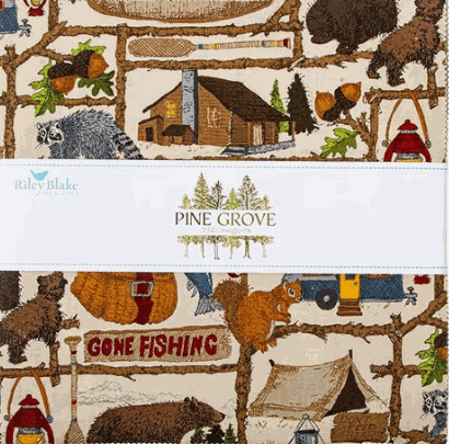 Pine Grove 10" Stacker fabric bundle with camping and wildlife prints by Riley Blake Designs