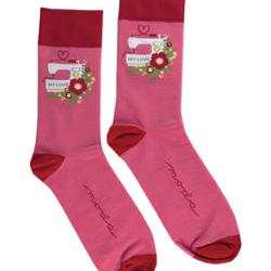 Moda My Love Socks in white with red hearts, one size fits most, cotton blend