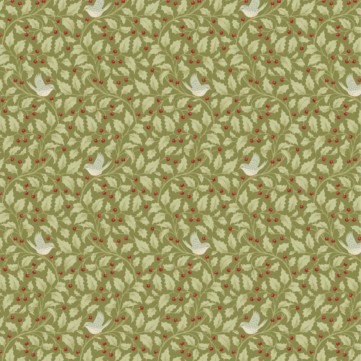 Merry Little Christmas Holly Moss fabric by TILDA with vintage Nordic design
