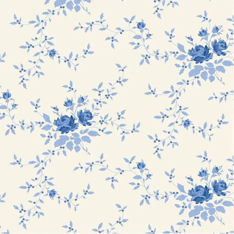 Something Blue Noel Tonal Blue Cream fabric by TILDA, sold in half-yard increments, preorder shipping June 2026
