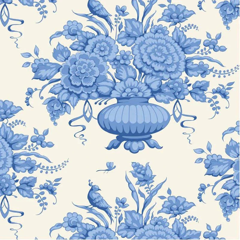 Something Blue Afina Blue Cream fabric by TILDA, sold in half-yard increments, preorder with June 2026 ship date