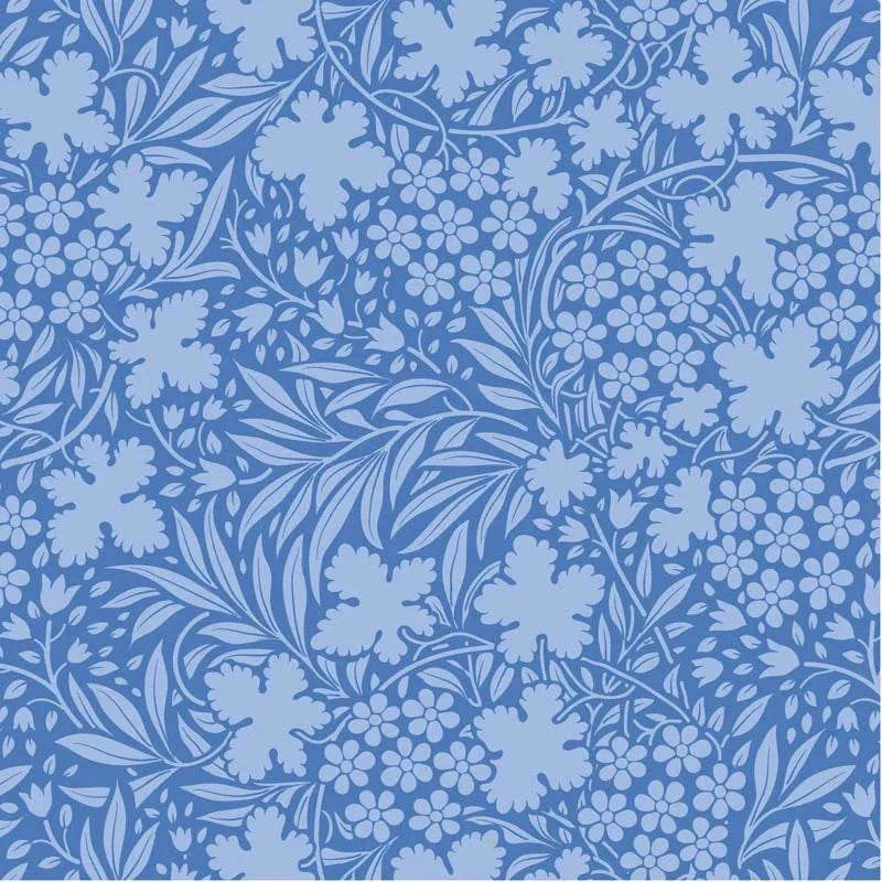 Something Blue Bushbloom Cornflower fabric by TILDA in blue floral pattern, sold in 1/2 yard increments