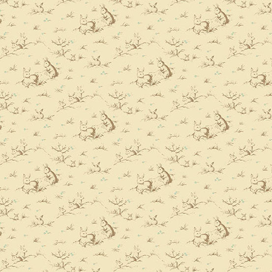Hazelmont Farm Shirtings fabric by Max and Louise with animal-inspired oatmeal design sold by half-yard increments