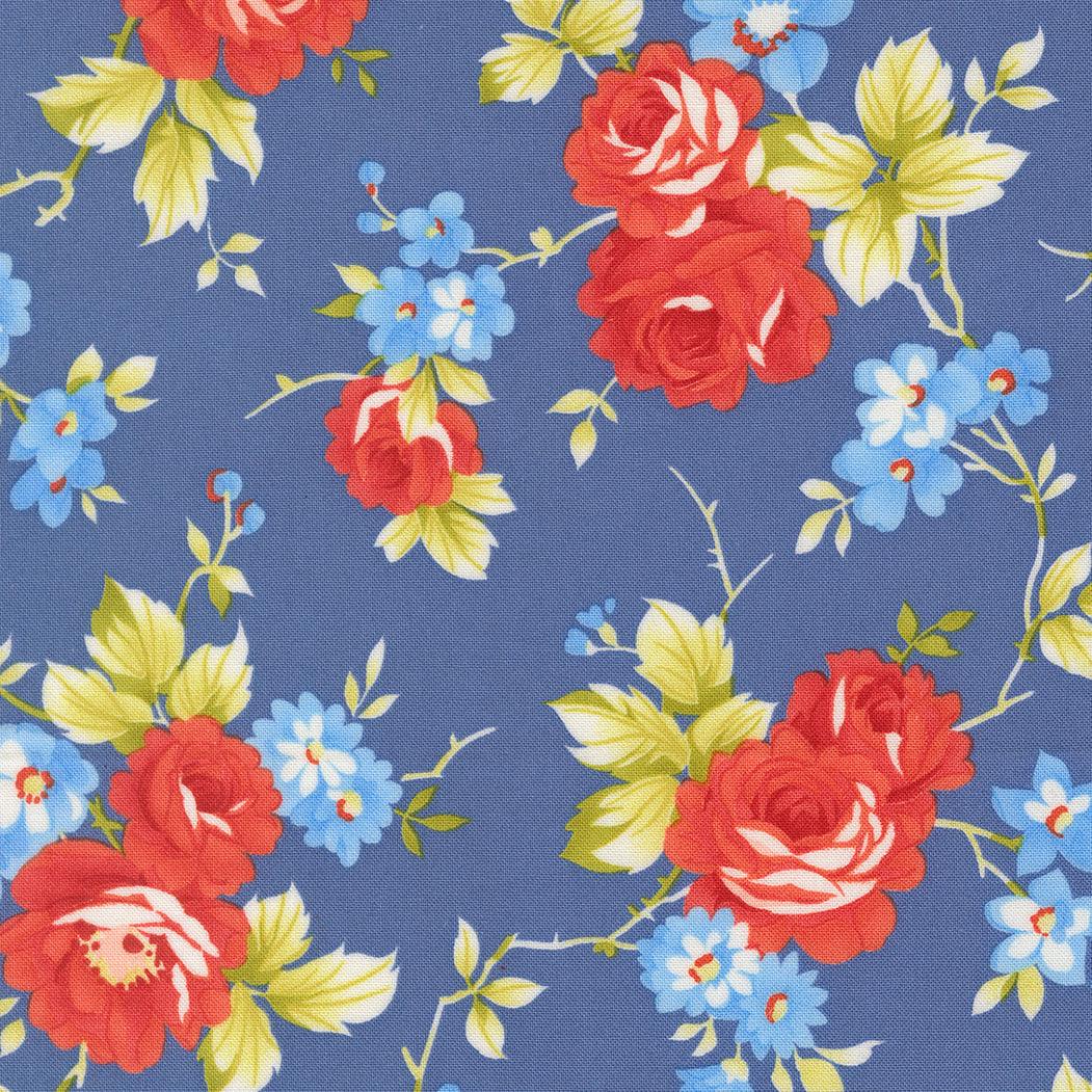 Rosie 108" Wideback Denim Jeans floral fabric by Joanna Figueroa for quilting and sewing projects