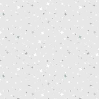Honey Bunny fabric with light grey stars by Maywood Studio, perfect for nursery quilts and baby gifts