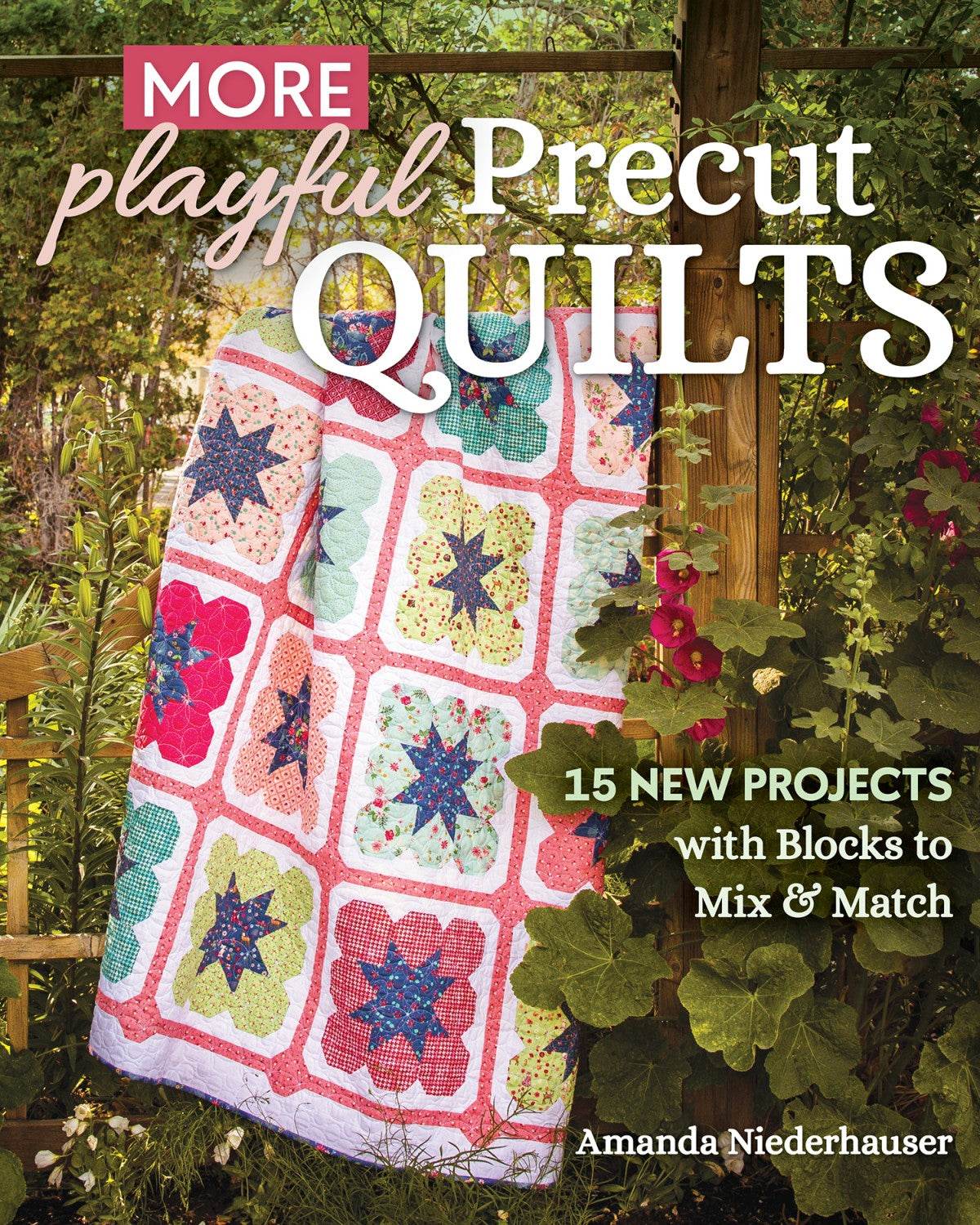 Colorful precut quilts made from 12-inch blocks in various playful designs