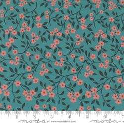 Sagewood by Crystal Manning Dogwood Teal fabric with floral pattern for quilting and home décor
