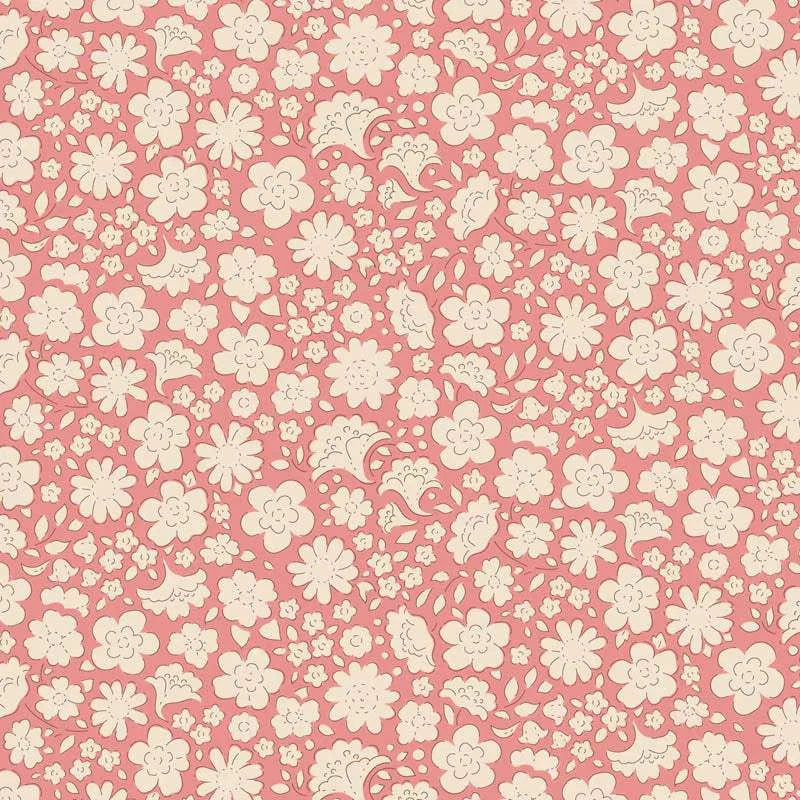 TILDA Creating Memories floral pattern fabric in pink and cream sold by the half yard