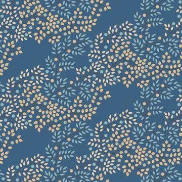 TILDA Creating Memories fabric with berry tangle pattern in prussian blue, sold by half yard increments