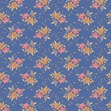 TILDA Creating Memories Frida Blue fabric with seasonal floral pattern on blue background