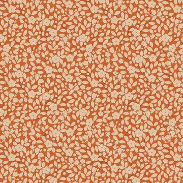 TILDA Creating Memories fabric Avery Ginger with beige floral pattern on orange background