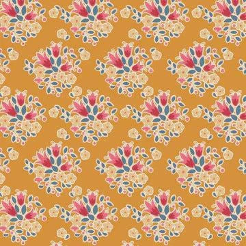 TILDA Creating Memories Lulu Saffron fabric with floral pattern in autumn colors