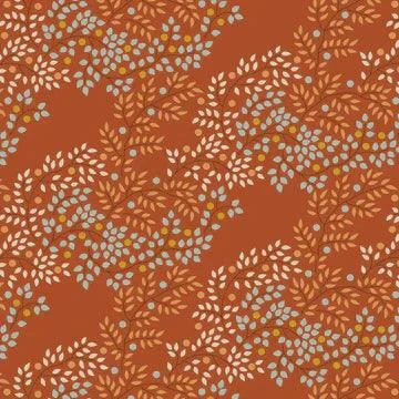TILDA Creating Memories berry tangle copper fabric with seasonal leaf pattern