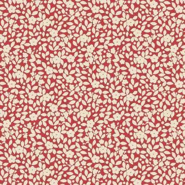 TILDA Creating Memories Avery Red fabric with cream floral pattern sold in half-yard increments