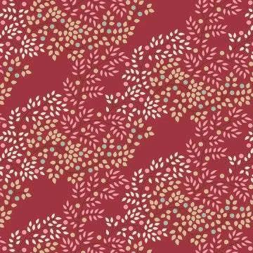 TILDA Creating Memories fabric in Burgundy with berry tangle leaf pattern, sold by half yard