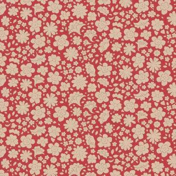 TILDA Creating Memories red fabric with beige floral pattern sold in half-yard increments