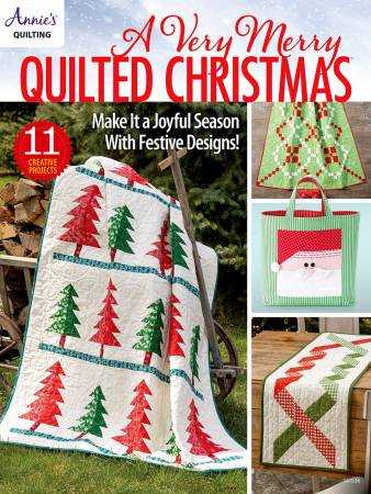 A Very Merry Quilted Christmas book cover featuring festive holiday quilt patterns