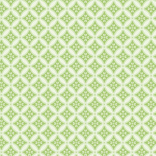 Cottontail Farms green floral geometric cotton fabric by Nicole Decamp for Benartex, sold in 1/2 yard increments
