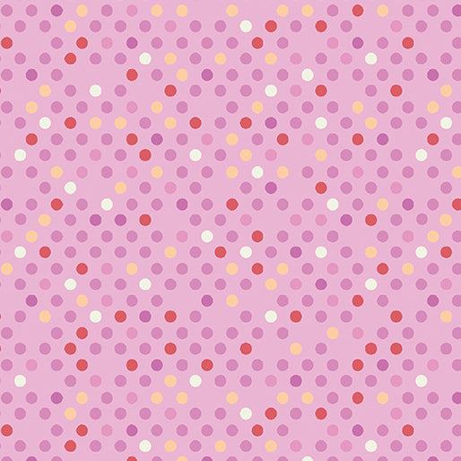 Confetti Drop Pink fabric by Christa Watson for Benartex with multicolored polka dots on a pink background