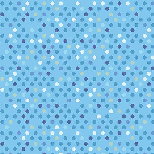 Blue Dazzle Dots Confetti Drop fabric by Christa Watson for Benartex, sold by half-yard increments