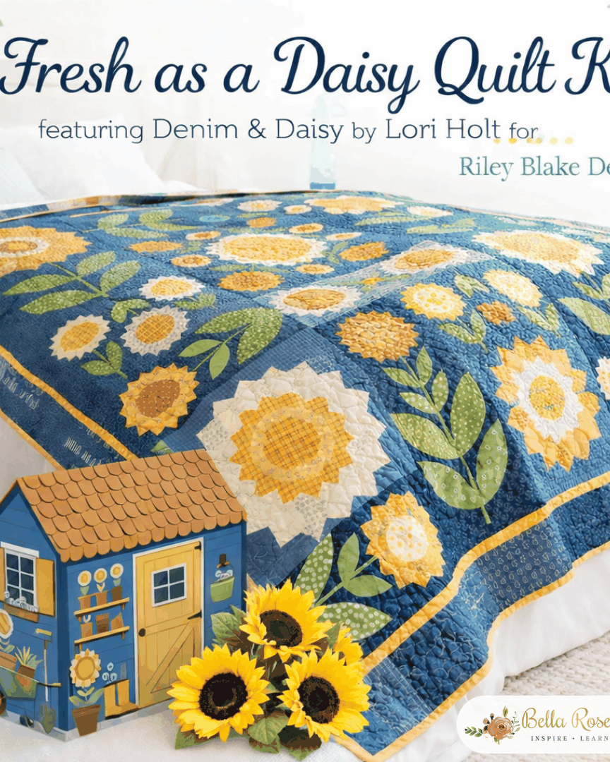 Fresh as a Daisy Quilt Kit with Denim & Daisy fabric by Lori Holt, 76.5" x 86.5", preorder shipping November 2026
