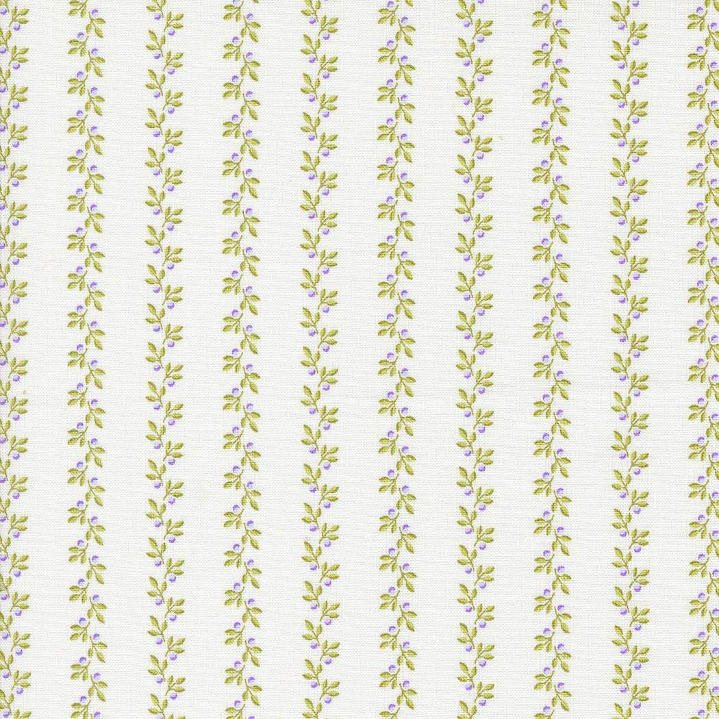 Georgia by Brenda Riddle off white fabric with purple, green, and yellow floral stripes