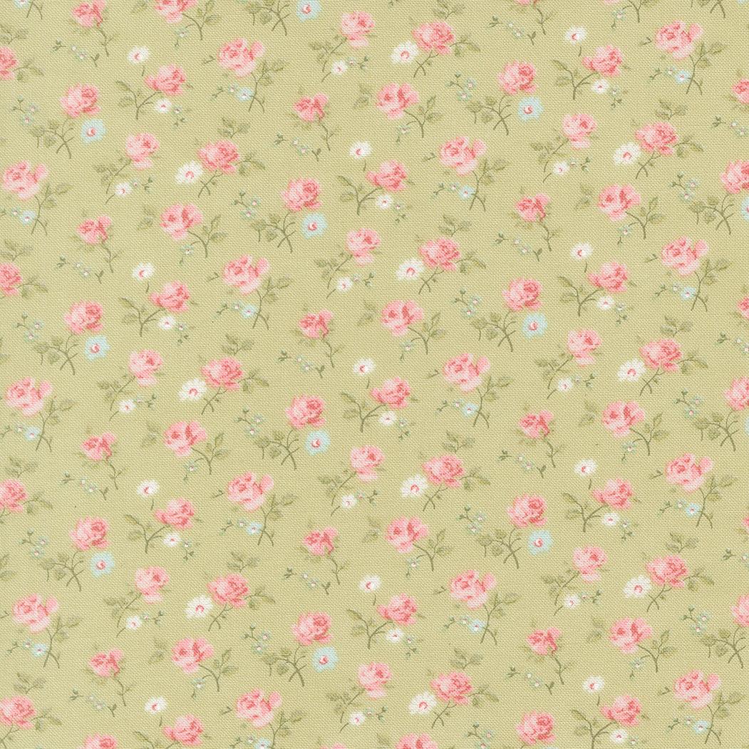 Abide Field Floral light green fabric by Brenda Riddle for Moda Fabrics, sold in half-yard increments