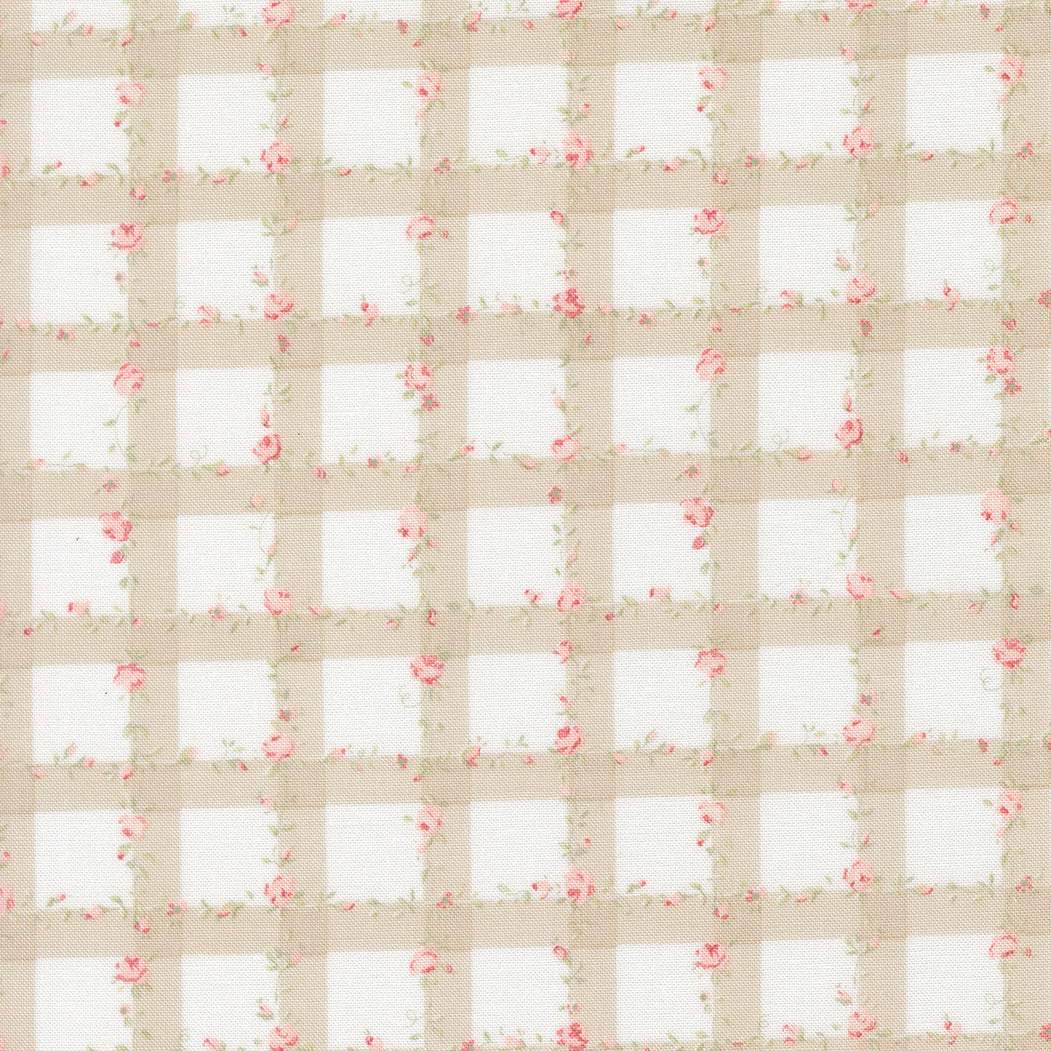 Abide Floral Plaid Gingham fabric in stone color by Brenda Riddle Designs for Moda Fabrics