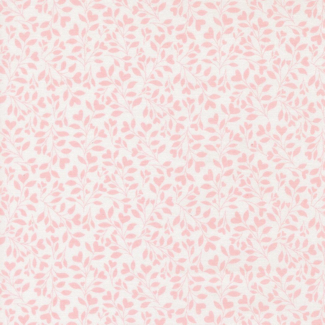 Abide Hearts and Leaves linen white fabric by Brenda Riddle for Moda Fabrics with vintage floral and leaf pattern