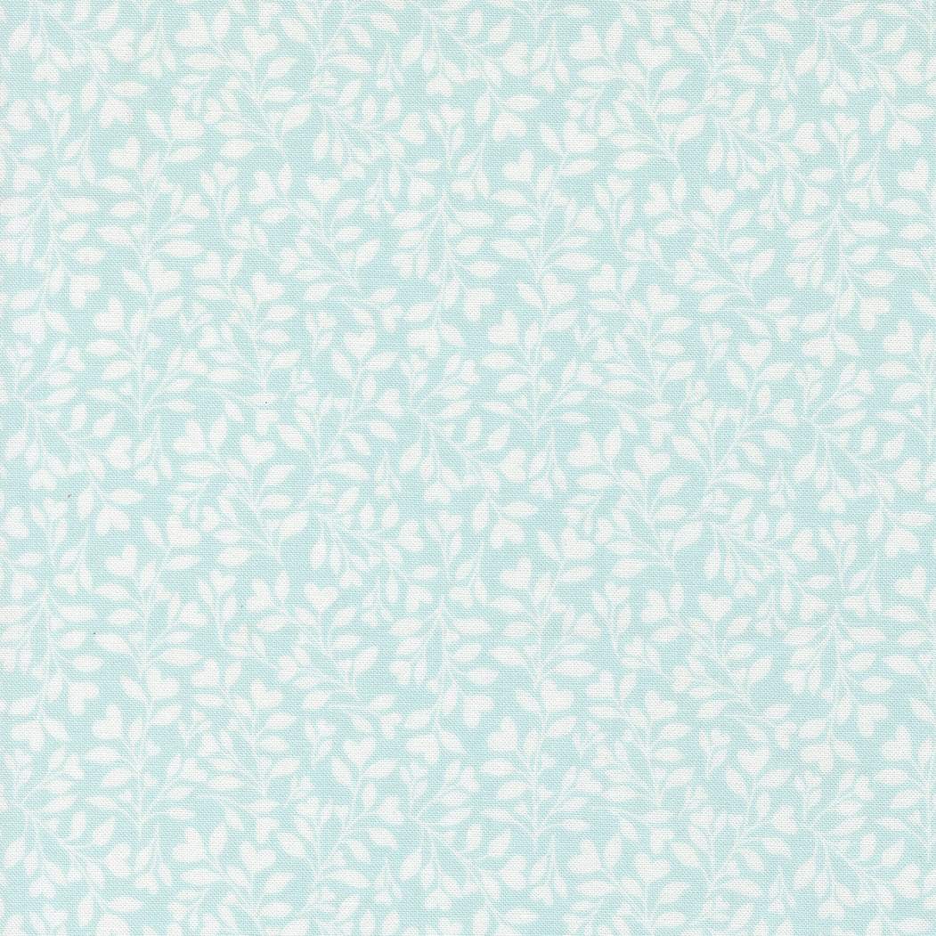 Abide Hearts and Leaves light blue fabric by Brenda Riddle for Moda Fabrics