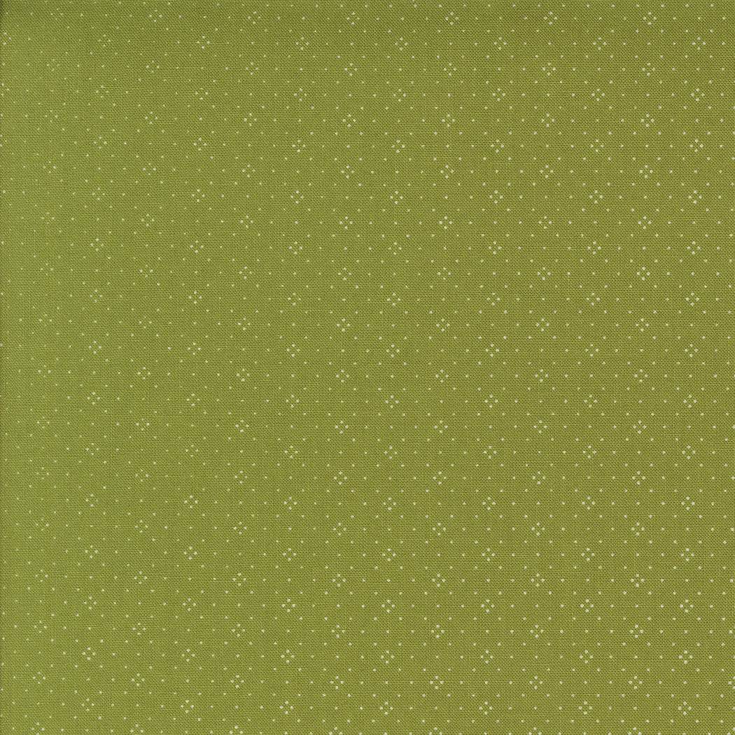 Buon Natale Eyelet Basic Pine green cotton fabric with small white dot pattern by Fig Tree Co for Moda Fabrics