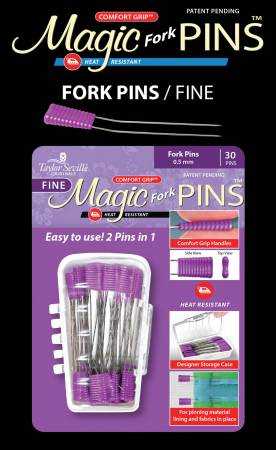Magic Fork PINS quilting pins fine 0.5mm with comfort grip in storage case