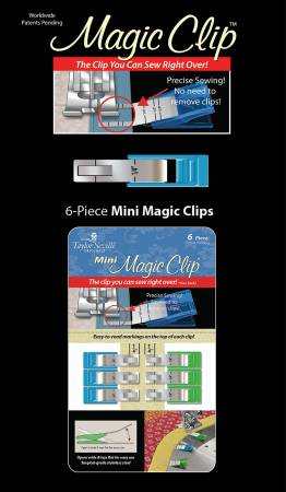 6-piece Magic Clip Mini sewing clips set with precise 1/4in markings and surgical steel construction