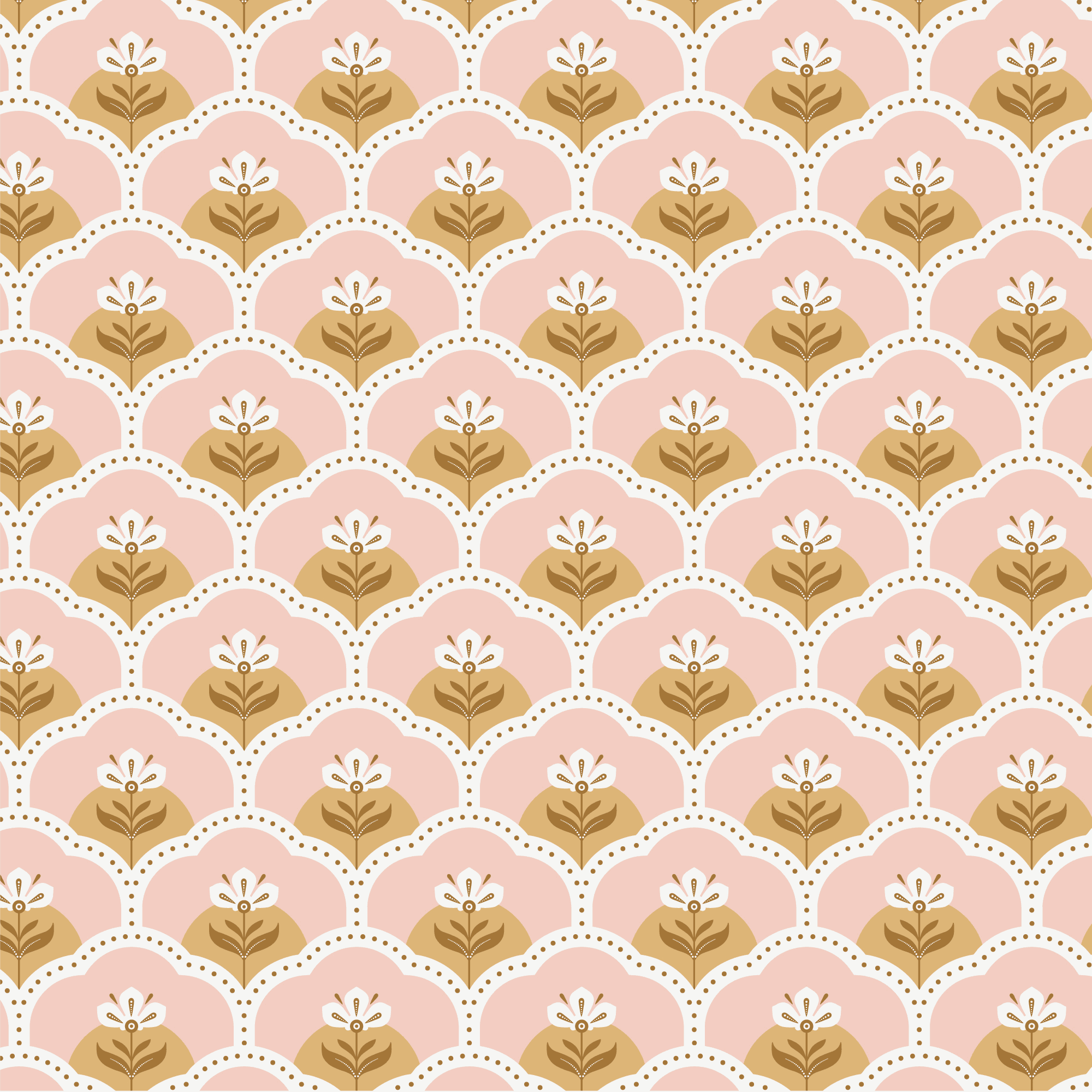 Vintage Charm fabric with pink and gold floral pattern by Dots & Glory for Cloud9 Fabrics