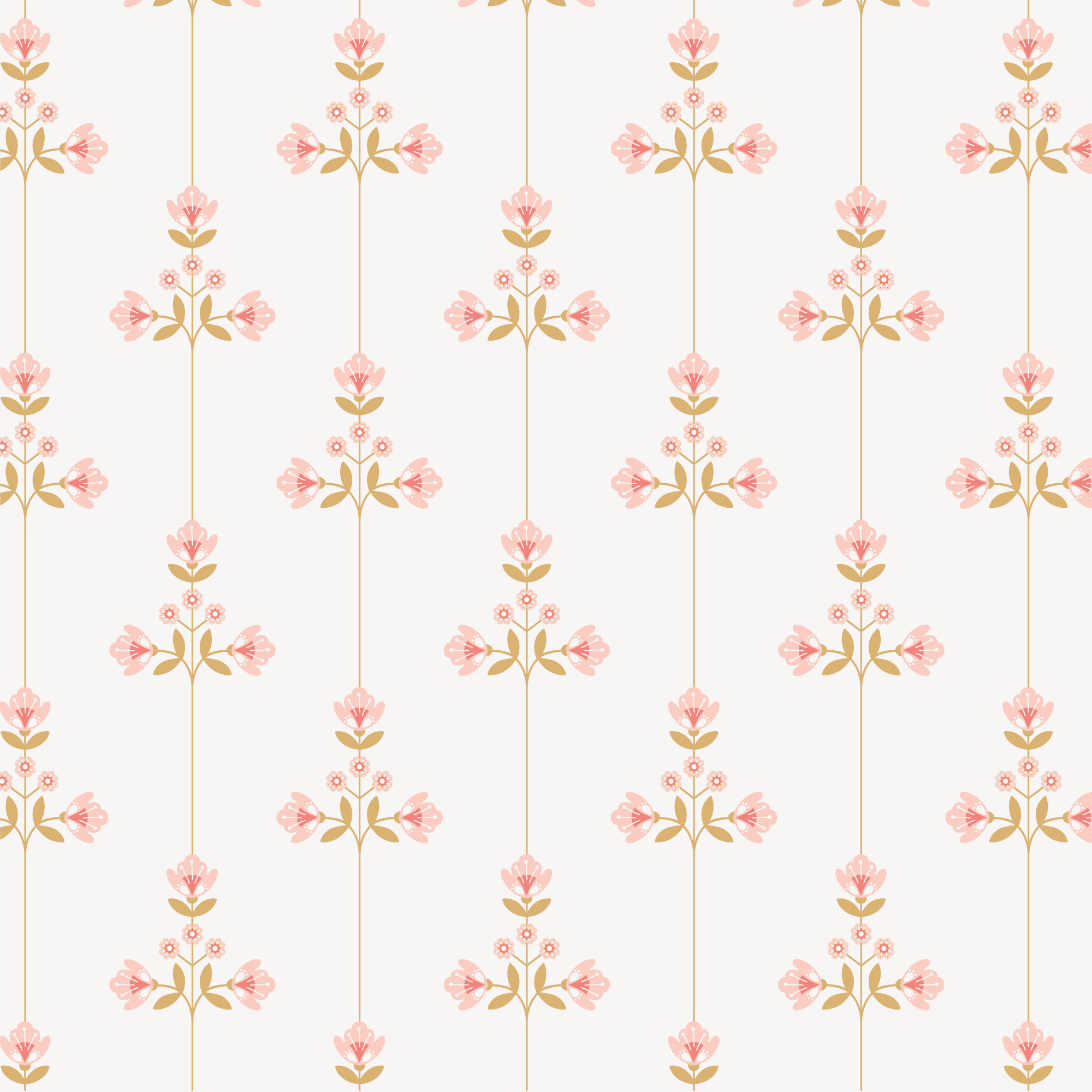 Vintage Charm fabric with pink and gold floral pattern by Dots & Glory for Cloud9 Fabrics
