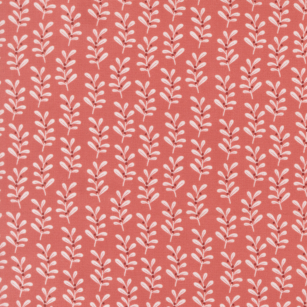 Gingerbread Lane Holly Stripes Rosy fabric by Kiley Ferons for Moda Fabrics featuring festive holiday stripes and snowflakes