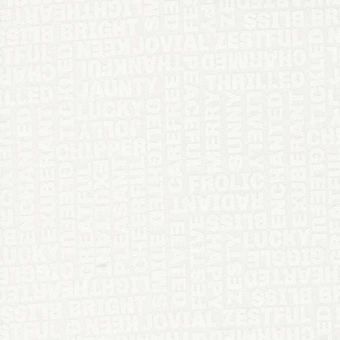 Coriander Seeds white fabric with subtle happy words text by Corey Yoder for Moda Quilts