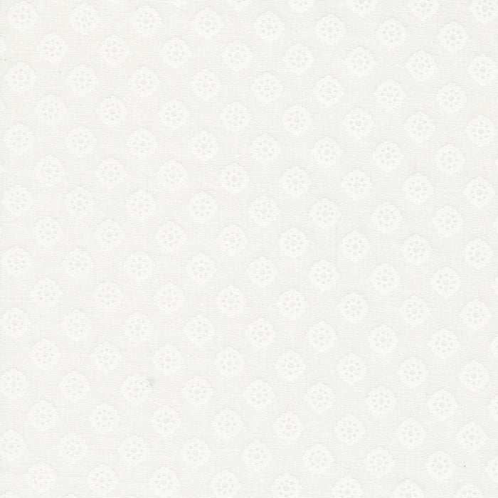 Coriander Seeds fabric by Corey Yoder for Moda Fabrics with white lacy polka dot checks and plaids, sold in half-yard increments