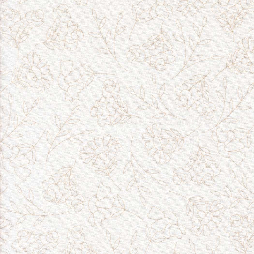 Abloom by Corey Yoder beige floral sketch fabric from Moda Fabrics, Cloud Spring Sketch Florals design