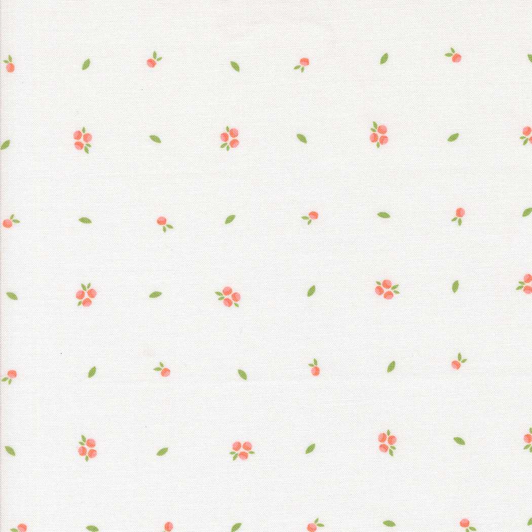 Abloom by Corey Yoder Cloud Little Sprout Blenders fabric with small pink floral print on white background