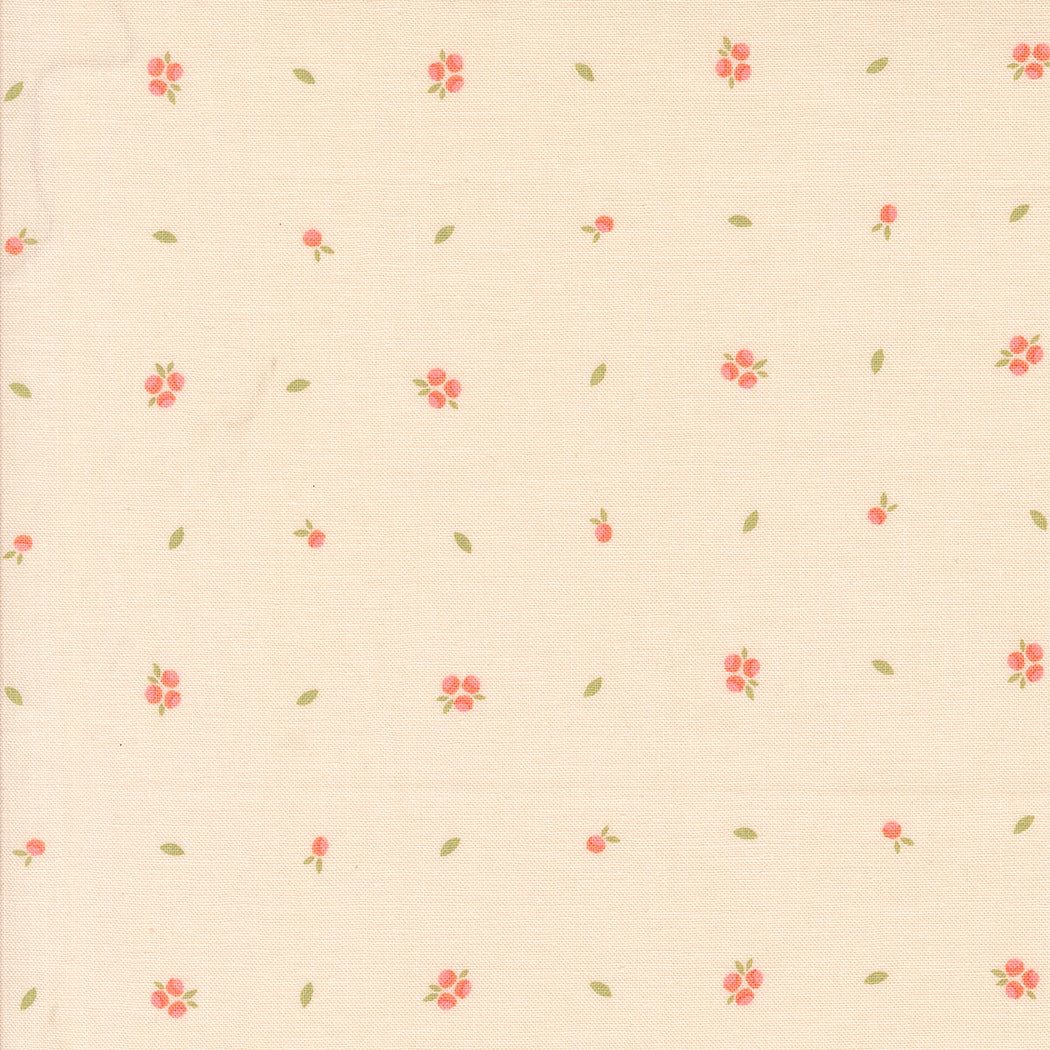 Abloom by Corey Yoder pale pink fabric with small floral sprout pattern for quilting