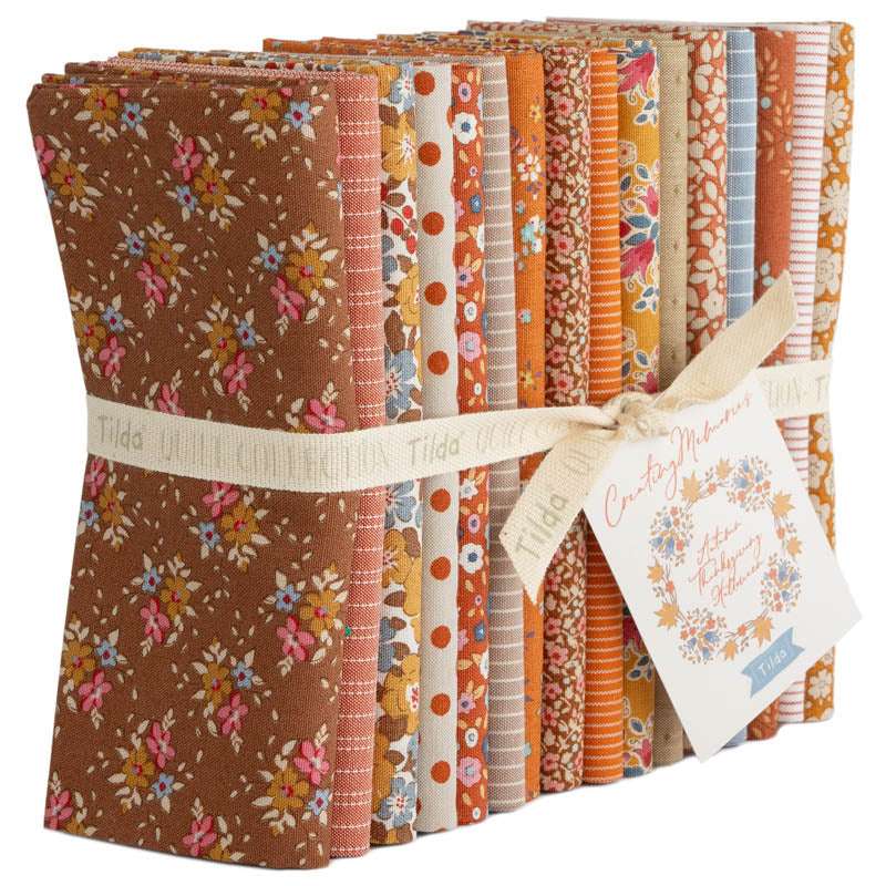 TILDA Creating Memories Autumn fat quarter bundle with 16 colorful fabric pieces