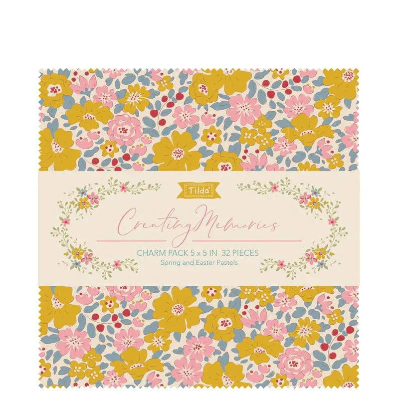 TILDA Creating Memories Spring Charm Pack with 32 floral fabric squares