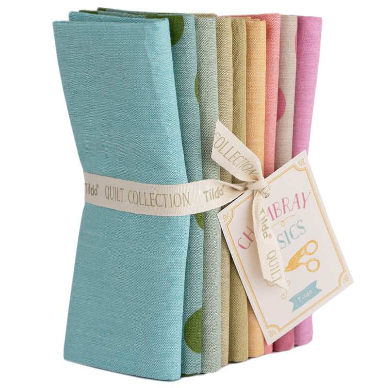 TILDA Seasonal Chambray Basics fat quarter bundle with spring collection colors and assorted pastel fabrics