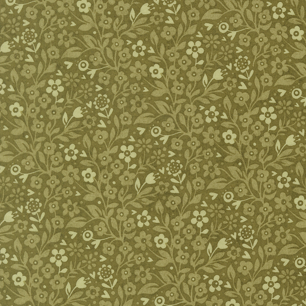 Fieldrush Ivy Florals fabric by BasicGrey for Moda featuring gentle hand-drawn floral patterns in soft earthy tones