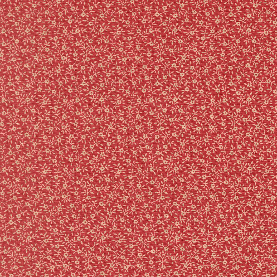 Petals & Polka Dots fabric by Anne Sutton featuring garden vine florals and polka dots in red, pink, white, and linen tones
