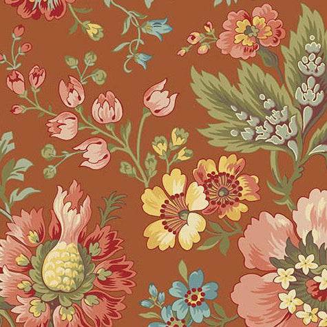 Farmer's Daughter Milk and Honey Rust floral fabric by Edyta Sitar for quilting and home décor