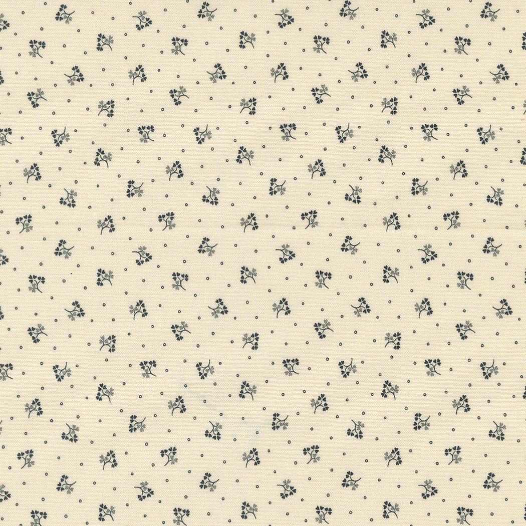 Goodnight Irene fabric by Betsy Chutchian Moda Fabrics cream background with small graphite floral pattern