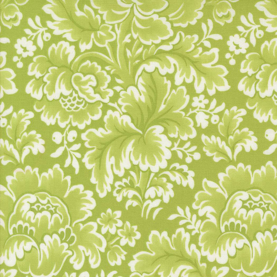 Buon Natale Christmas tapestry floral fabric in cedar green by Fig Tree Co for Moda Fabrics